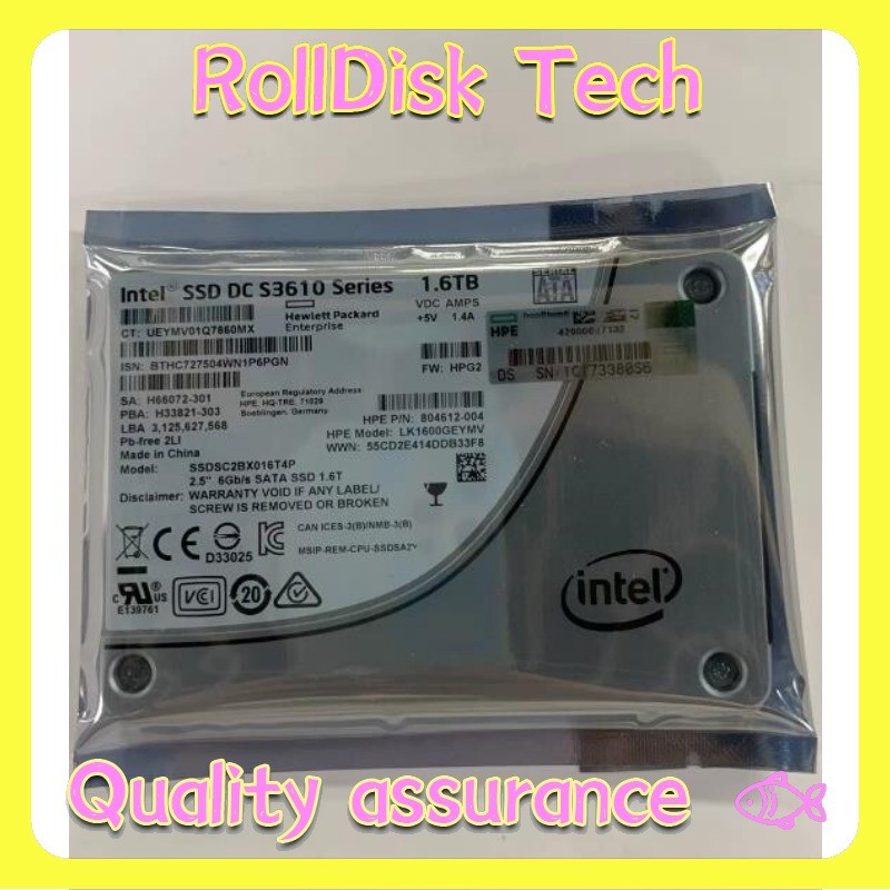 New HP INTEL 1.6TB S3610 SERIES SSDSC2BX016T4P 6Gbs 2.5" SATA SSD 804612-004