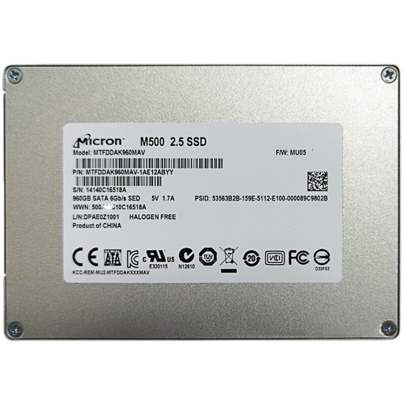 Micron 960GB SSD MTFDDAK960MAV M500 2.5" SATA Solid State Drive server new work