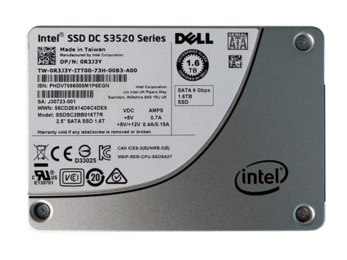 Dell Intel DC S3520 SSDSC2BB016T7R 1.6TB 2.5" SATA Solid State Drive