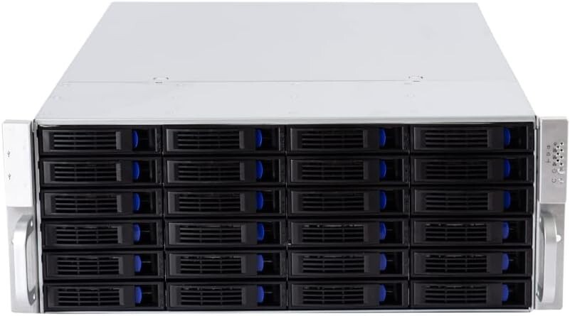 with Rails-4U Rackmount Server Case Chassis SFF-8643 12 Gb/s 24 Hot-Swappable