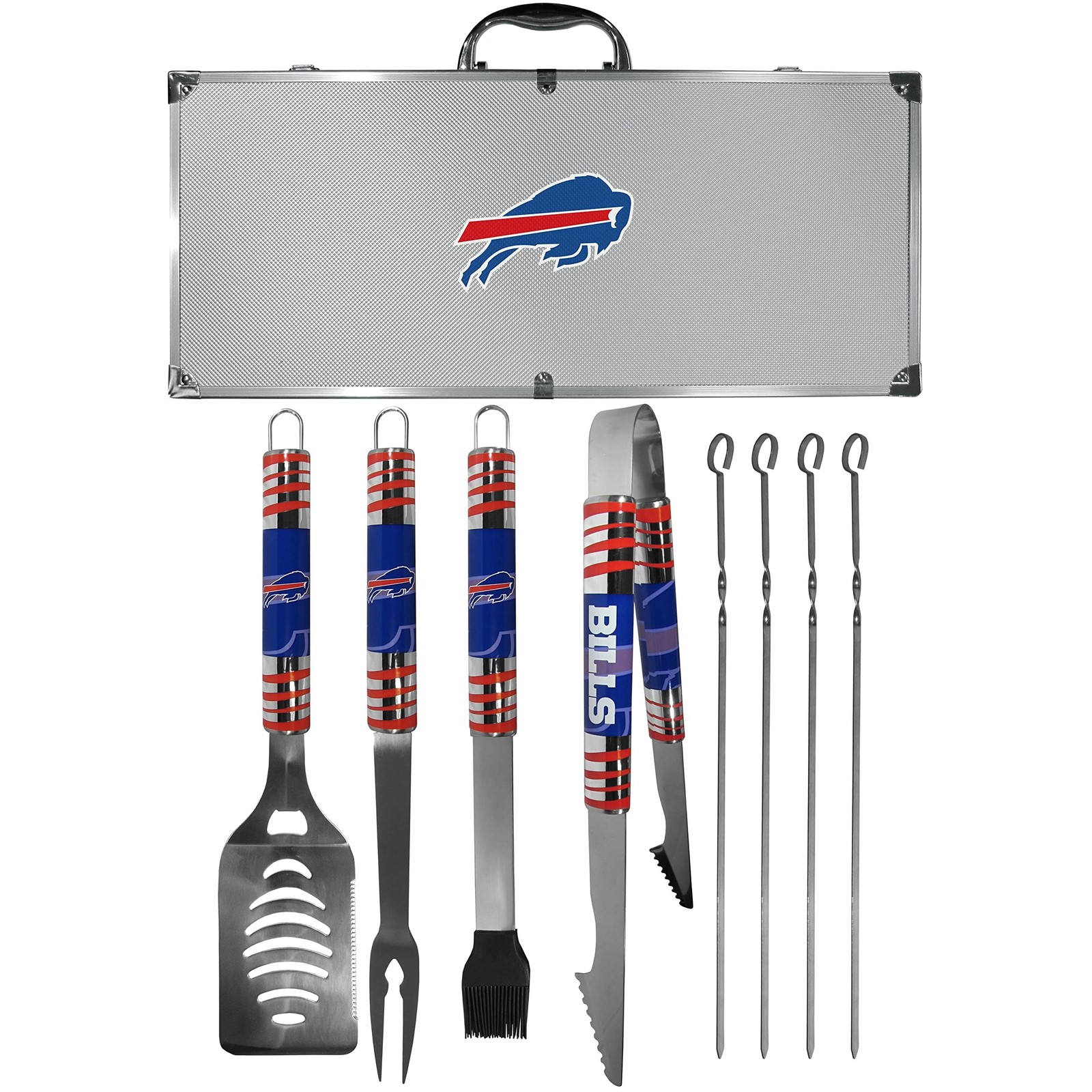NFL Siskiyou Sports Fan Shop Buffalo Bills Steel Tailgater BBQ Set w/Case 8 p...