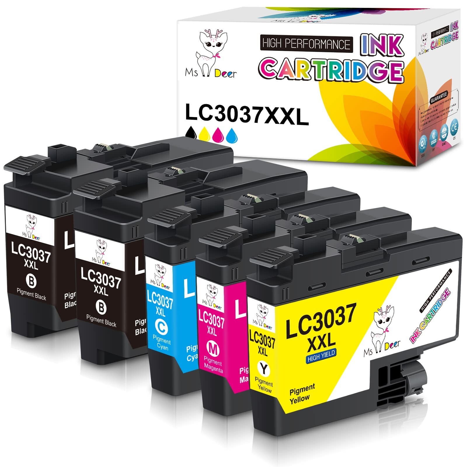Miss Deer LC3037 Ink Cartridges Compatible Replacement for Brother LC3037 LC3...