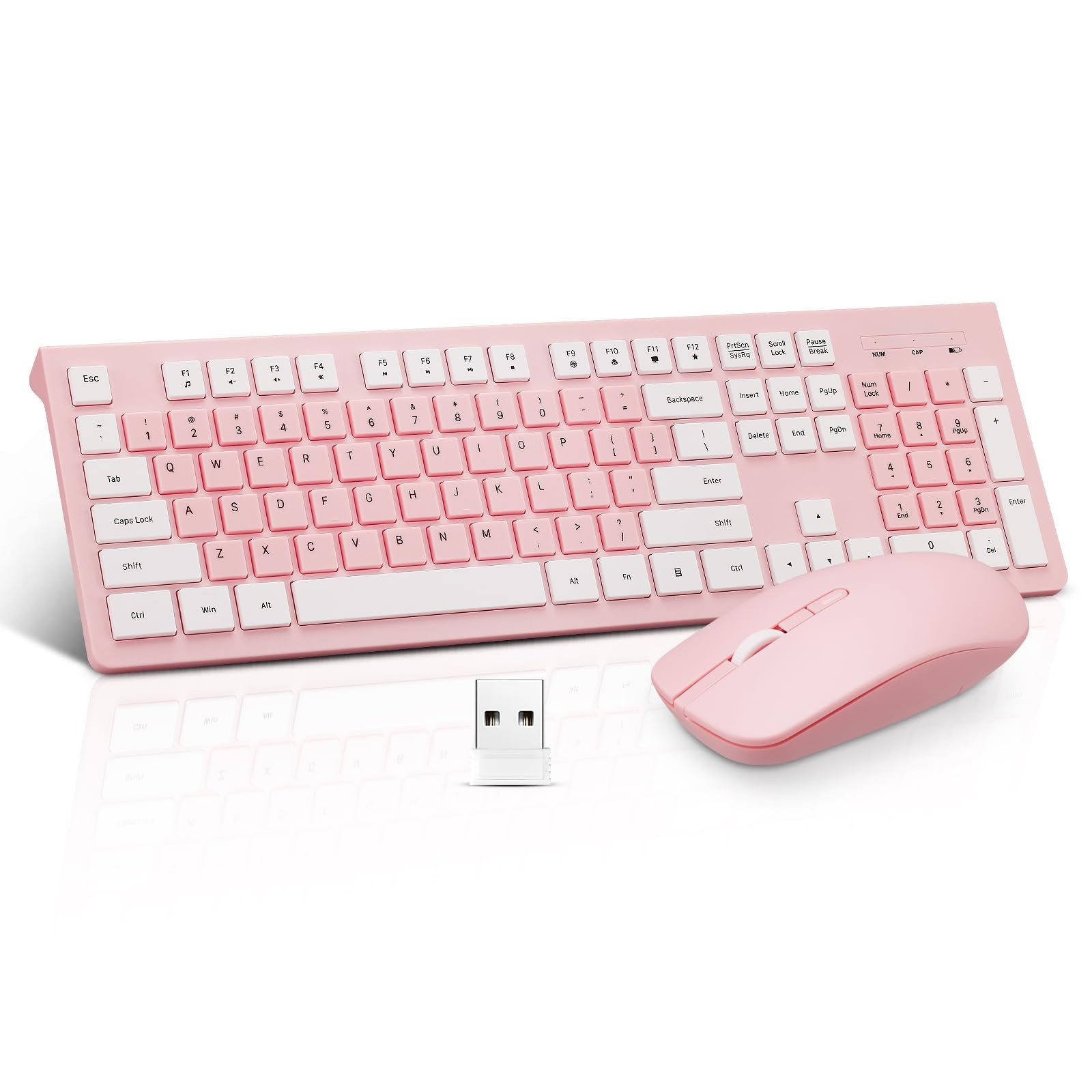 Pink UltraSlim FullSize Silent 2.4G Wireless Keyboard & Optical Mouse Set
