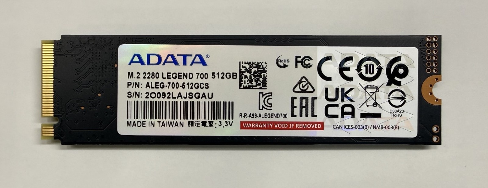 ADATA 512GB SSD NVMe PCIe M.2 2280 LEGEND 700 ALEG-700-512GCS
