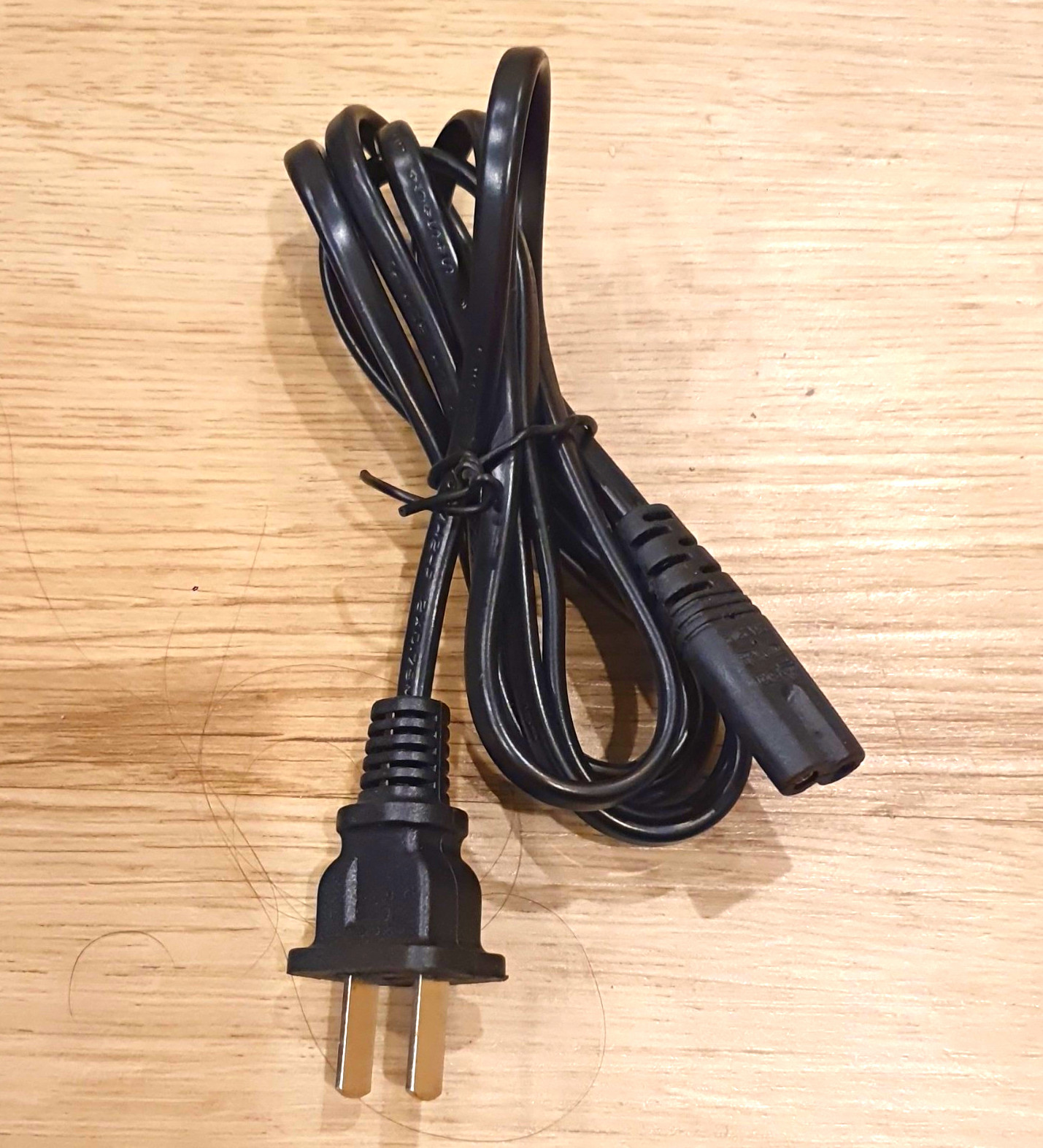 Black 6 ft 2-Prong AC Power Cable, 2-Contact US AC Male Connector