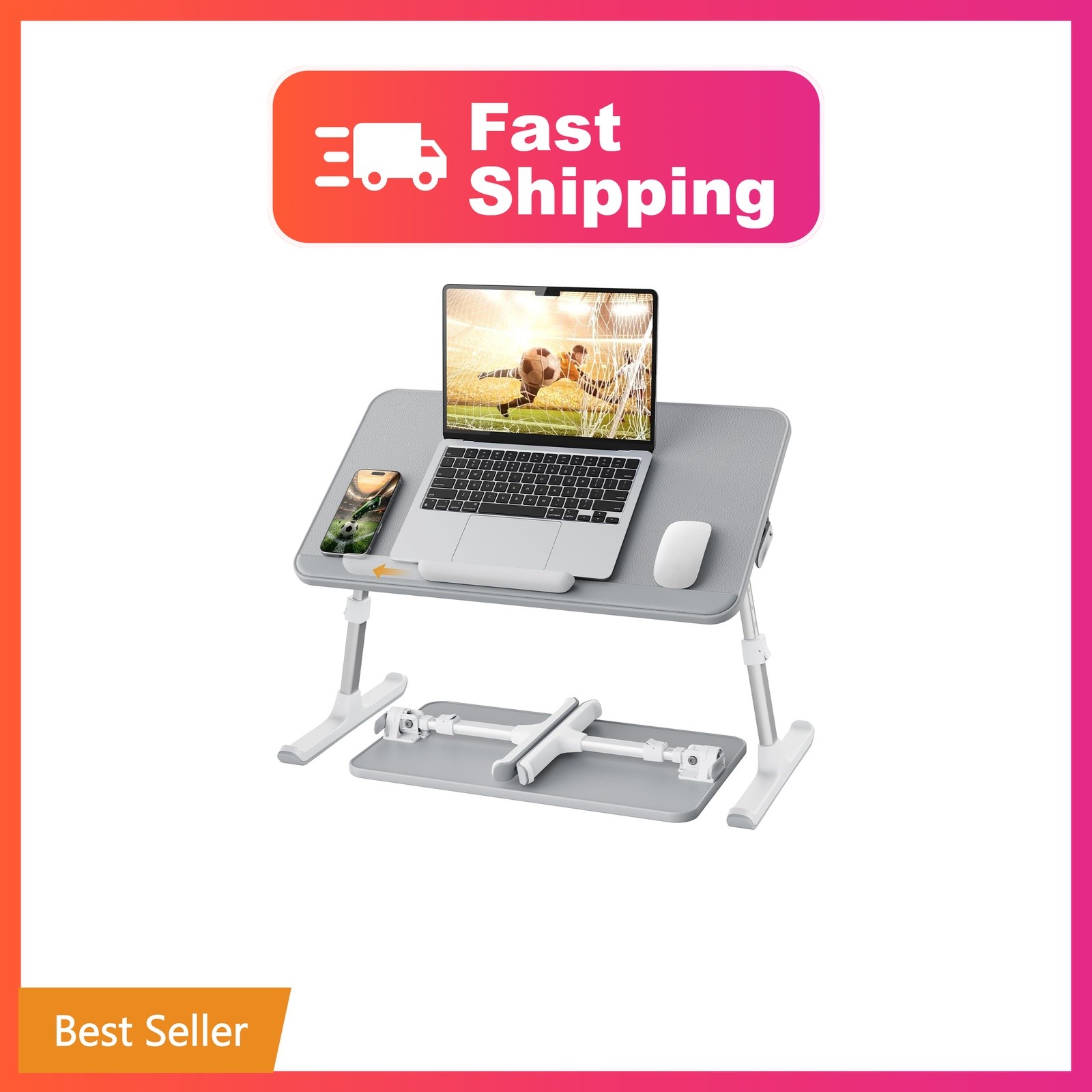 SAIJI Non-Slip Leather Lap Desk Laptop Bed Tray Table, Laptop Stand for Bed |...
