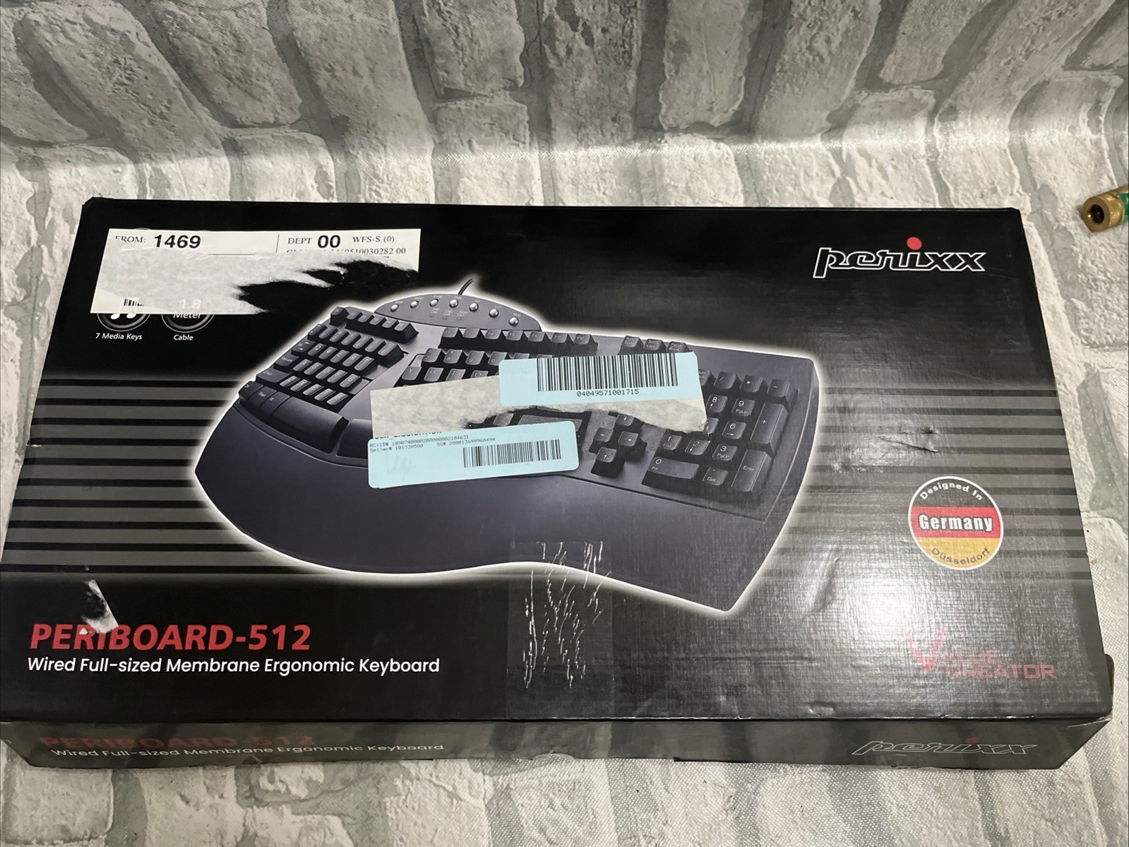 IN BOX - Perixx Periboard-512 Ergonomic Split Black Keyboard - Ergonomic Design