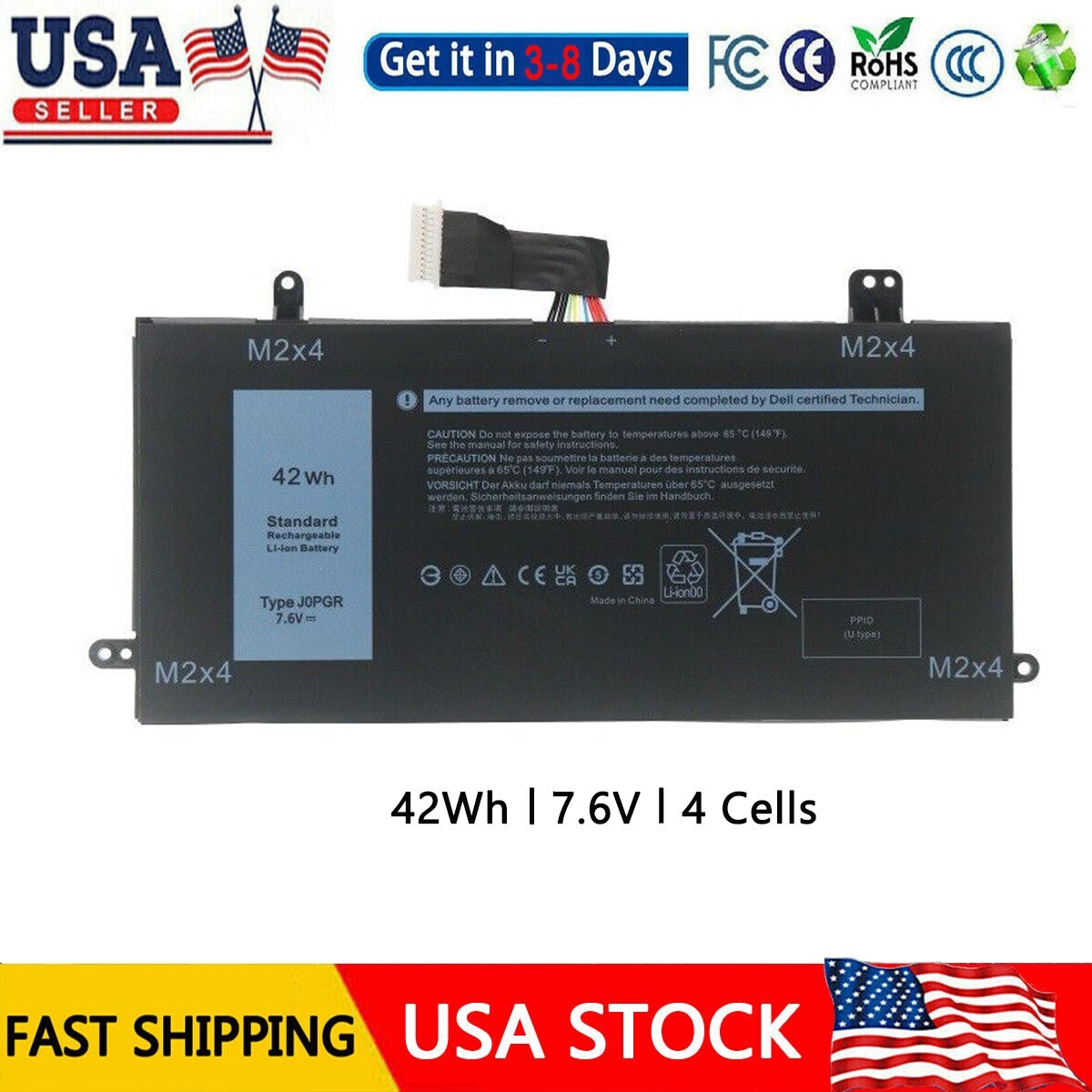 ✅J0PGR Battery For Dell Latitude 12 5285 5290 2-in-1 Series JOPGR 0J0PGR FTH6F