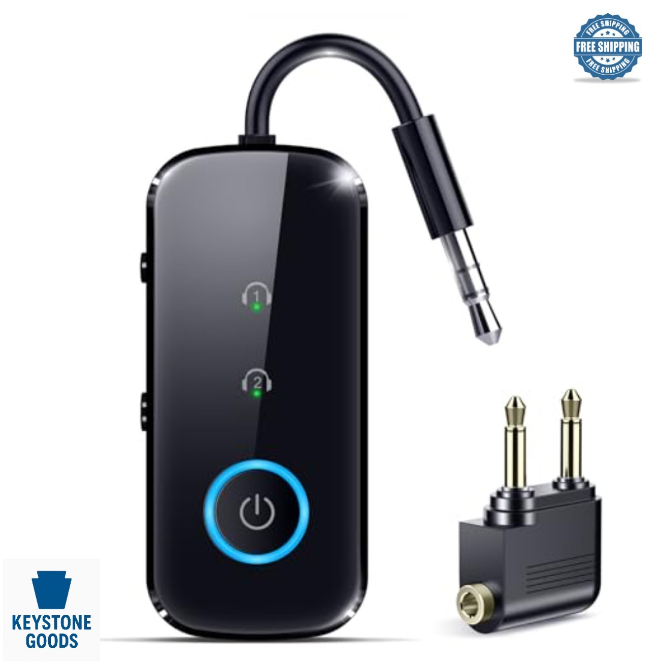 Bluetooth Transmitter Receiver 2 in 1 TX RX 20 Hour Battery USB C Airplane TV