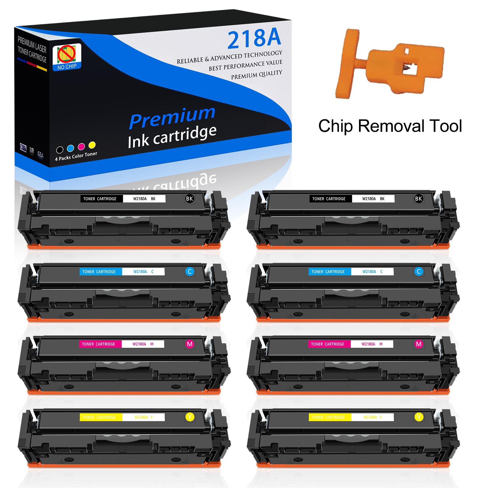 8PK 218A Toner Cartridge for HP W2180A W2181A W2182A W2183A Color MFP 3301fdw