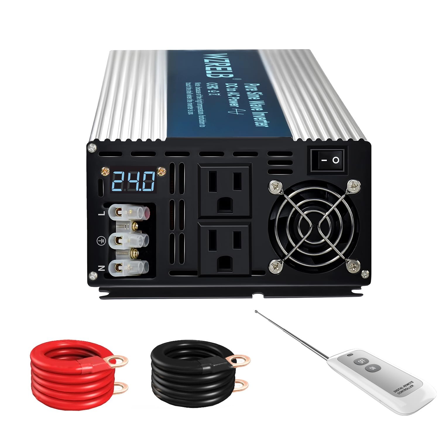 WZRELB 3000W Pure Sine Wave Inverter 24V DC to 110V 120V AC with LED Display,...