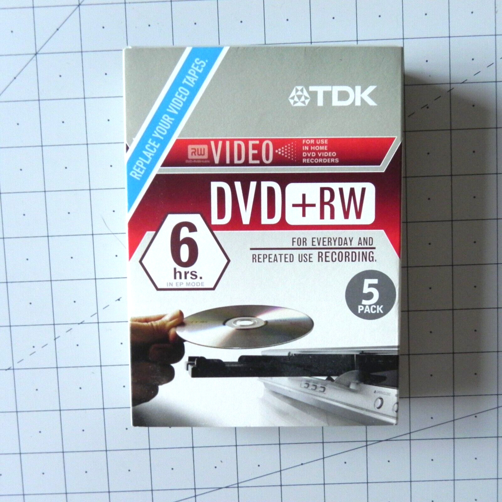 TDK DVD+RW 5 Pack with Clear Cases Open Box