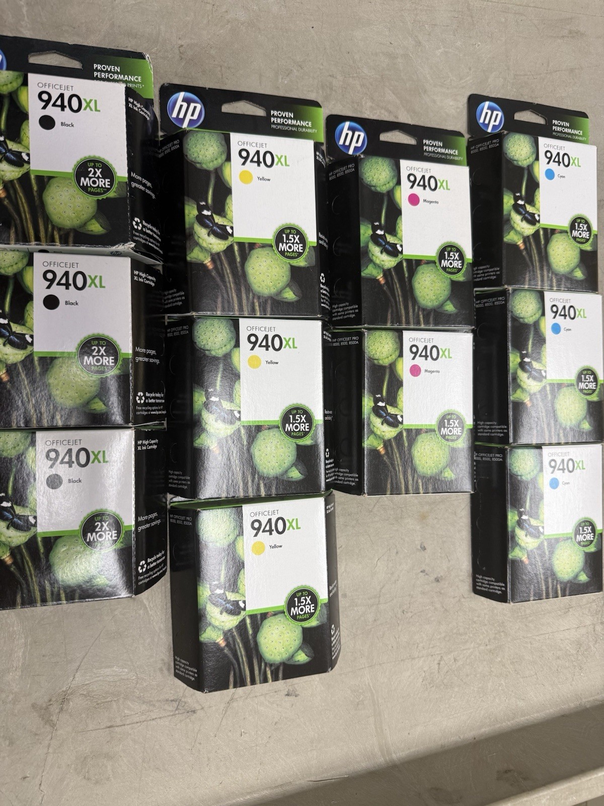 HP 940XL Black/yellow/magenta/cyan Lot Of 11