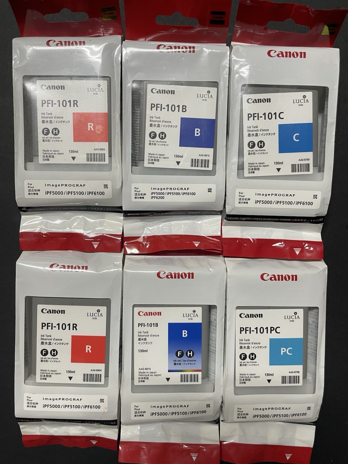 Canon PFI-101 B/C/PC/R Ink Cartridges Tank Genuine Expired 2012 New / Unopened