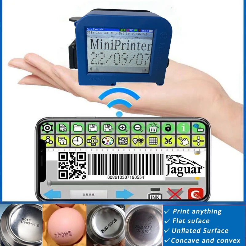 12.7mm WIFI screen printer  logo QR code serial number portable printer hand jet