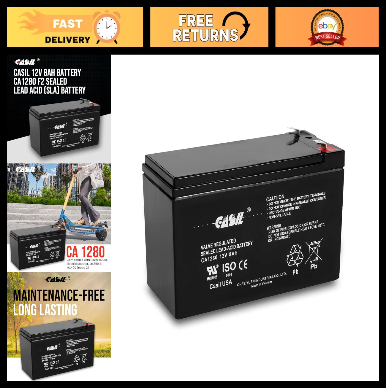 12V 8Ah SLA Battery for APC Back-UPS ES 750, BE750G, Smart UPS 750 - Backup Powe