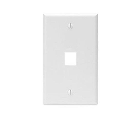 Leviton 41080-1WP Quickport, single gang, 1 port, white wall plate Box Of 25