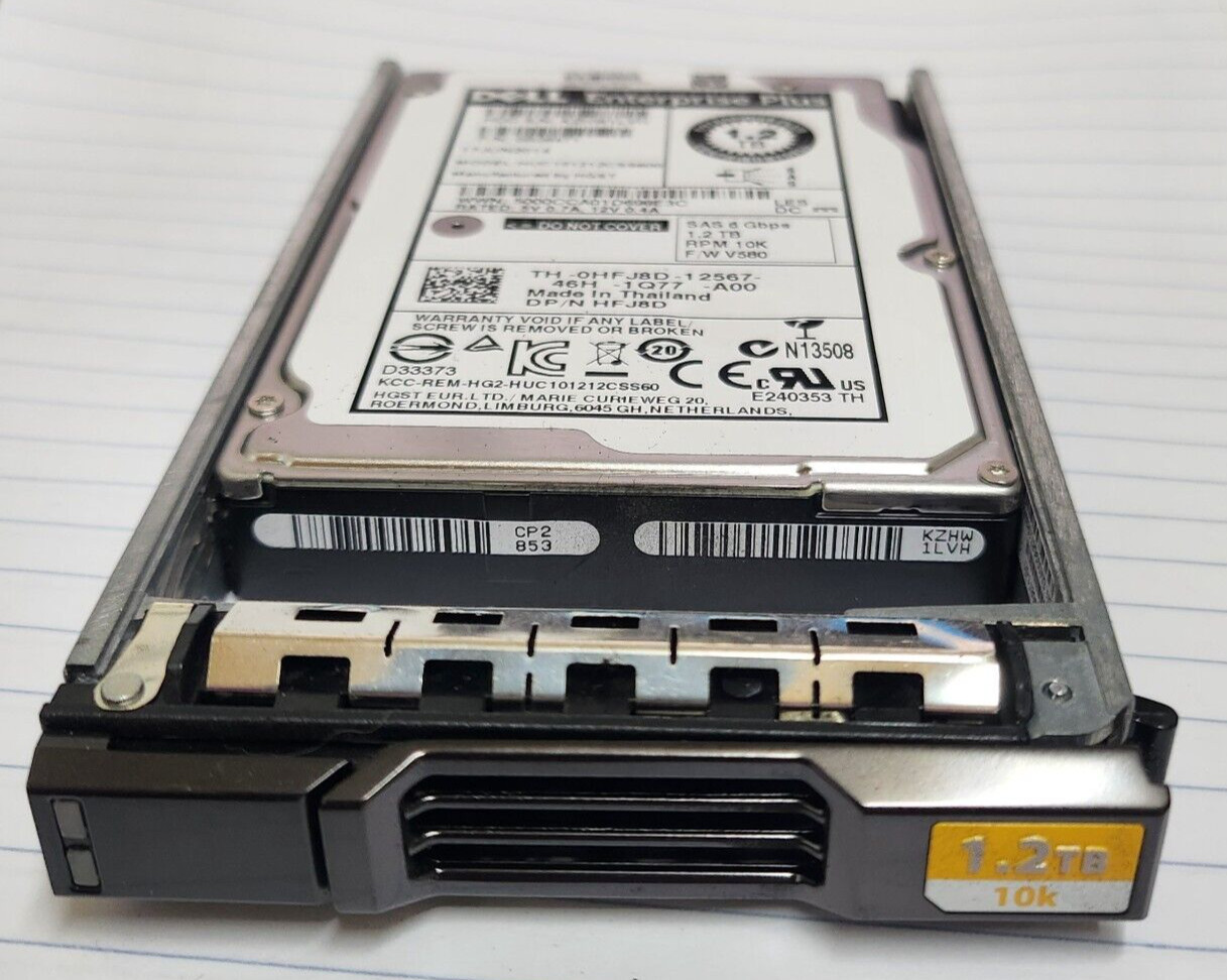 DELL HFJ8D EQUALLOGIC 1.2TB 10K SAS 2.5" 6GBPS Enterprise Plus Hard Drive w/Tray