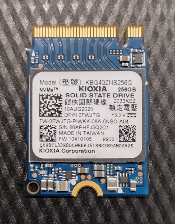 KIOXIA KBG40ZNS256G 256GB M.2 2230 NVMe Internal SSD Dell 0FWJTG- 62% Health