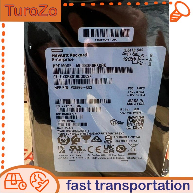 Seagate HPE SAS 3.84TB SSD 12Gb/s MO003840RXKRK DSFW:HPD4 SSD STT006 HSH047JK
