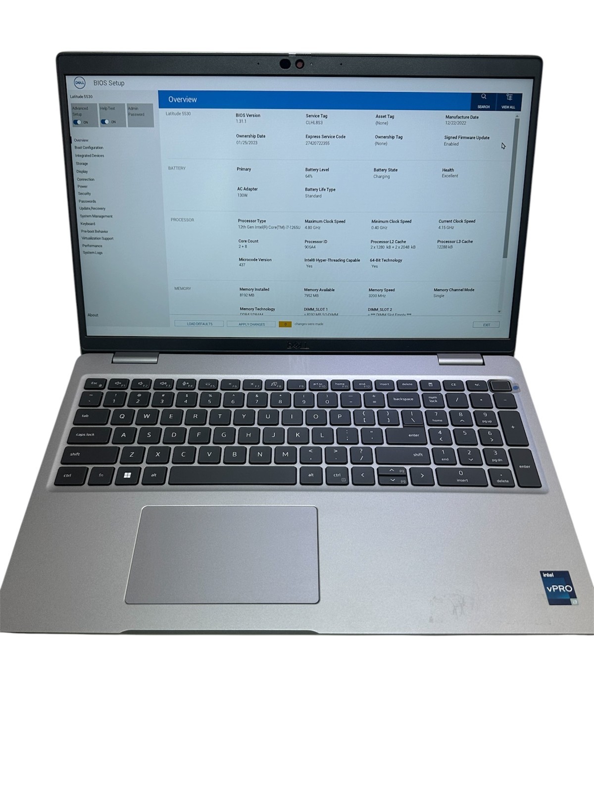 DELL LATITUDE 5530 15.6" INTEL CORE i7-1265U @ 4.8GHz 8GB - NO SSD AC OS - USED