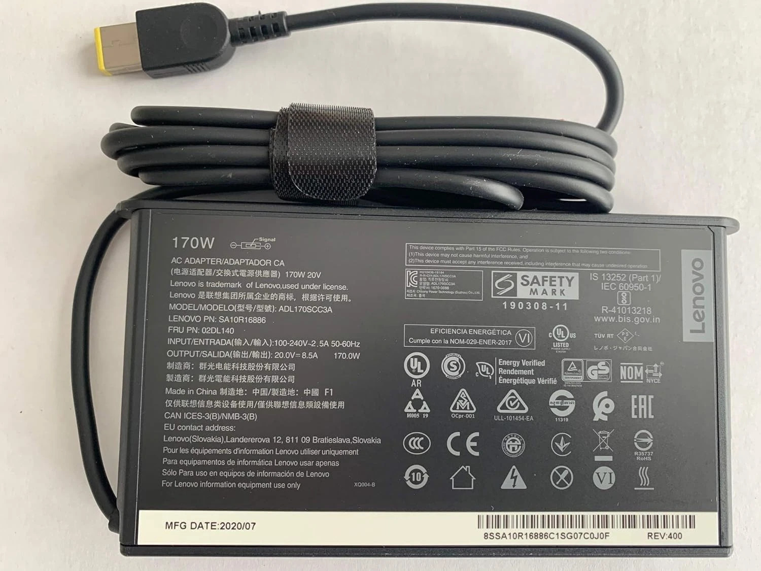 Original Lenovo SLIM 170W 20V AC Adapter ADL170SDC2A/ADL170SCC2A 02DL137