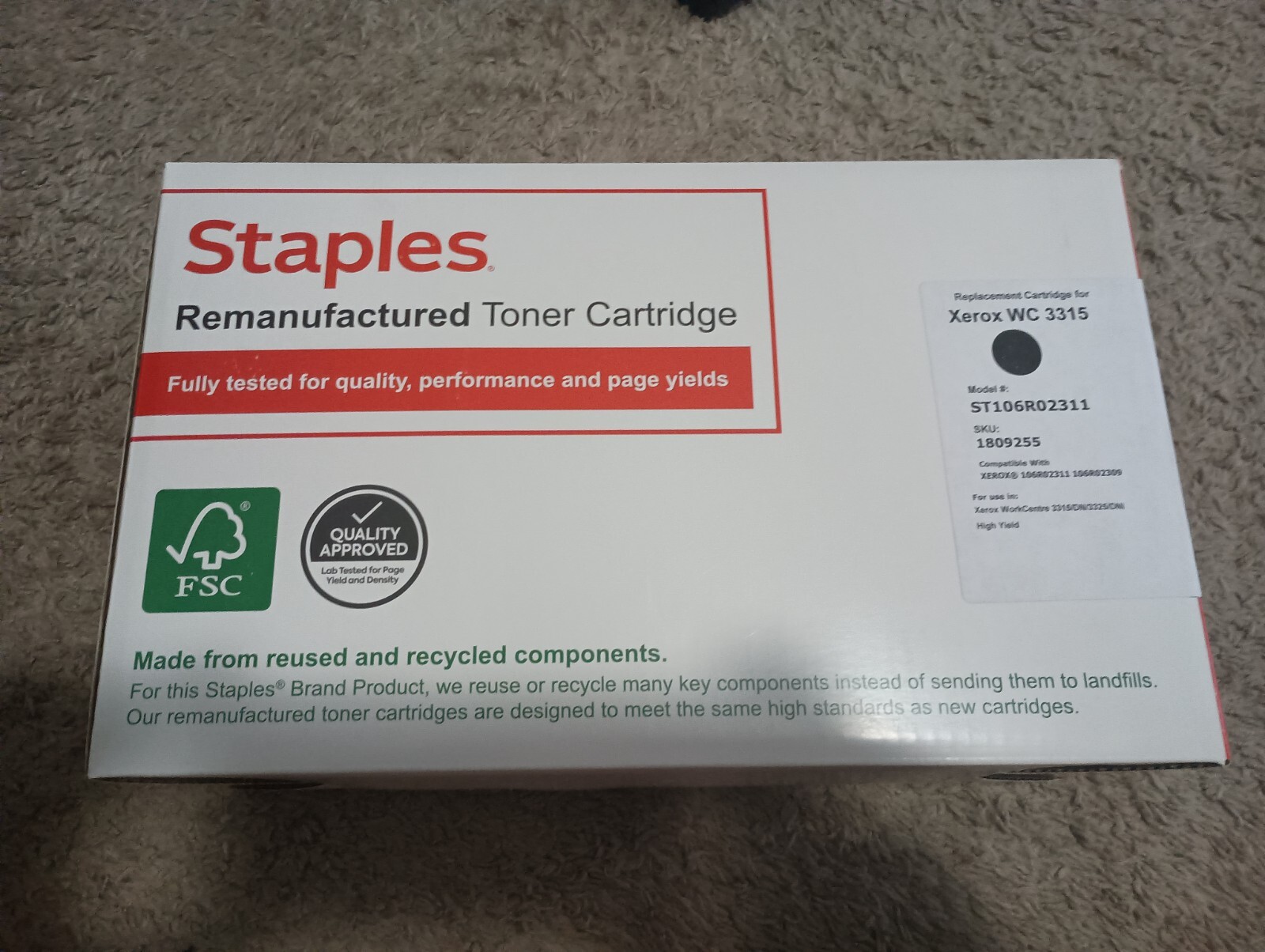 Staples Toner Cartridge for Xerox WC 3315