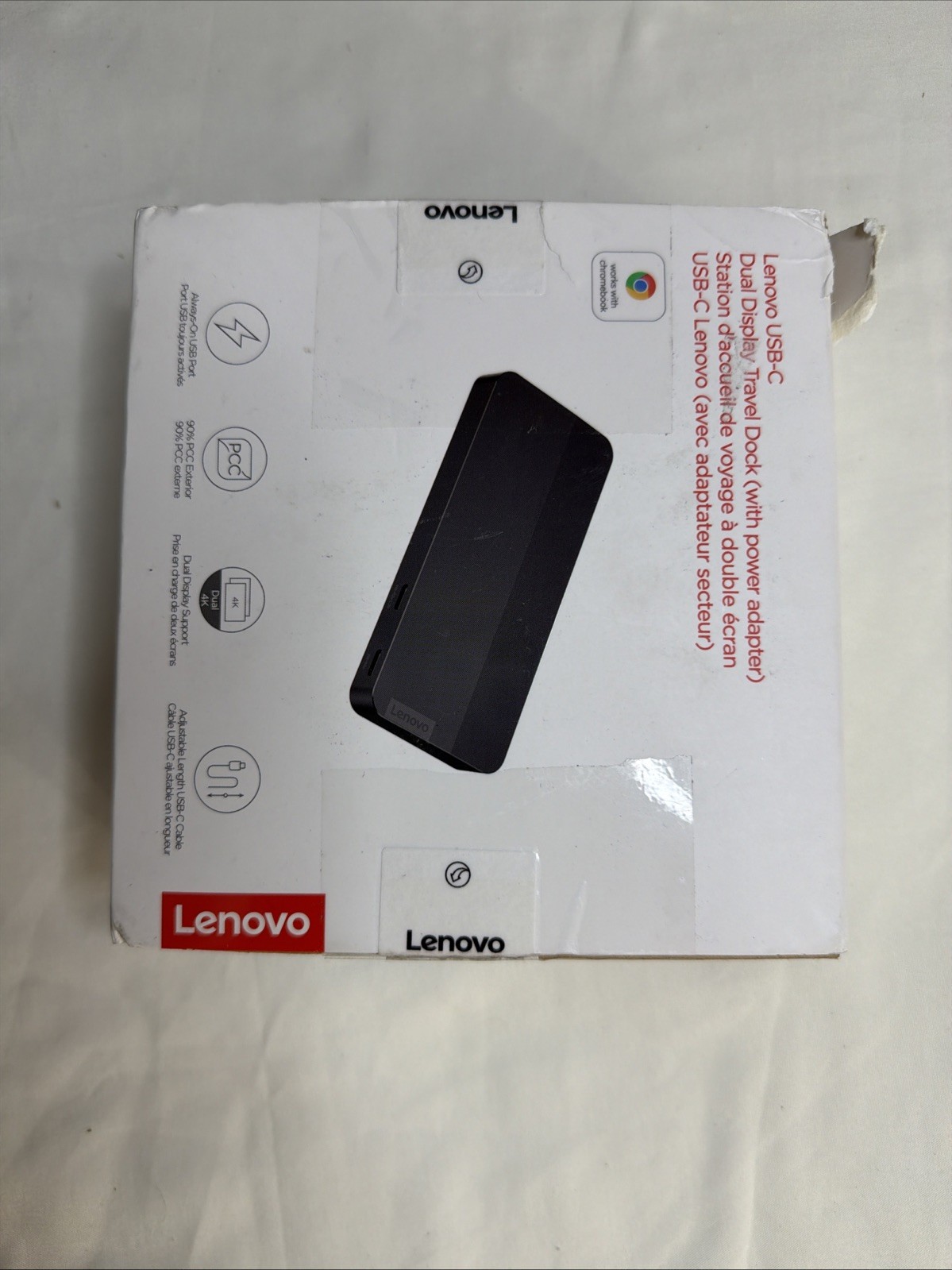 Lenovo USB-C Dual Display Travel Dock, Black LOHC706 - OPEN BOX