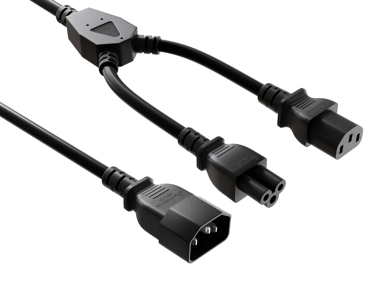 14 inches IEC-320 C14 to C13 & C5 Power Extension Cord Y-Splitter Cable 18AWG...
