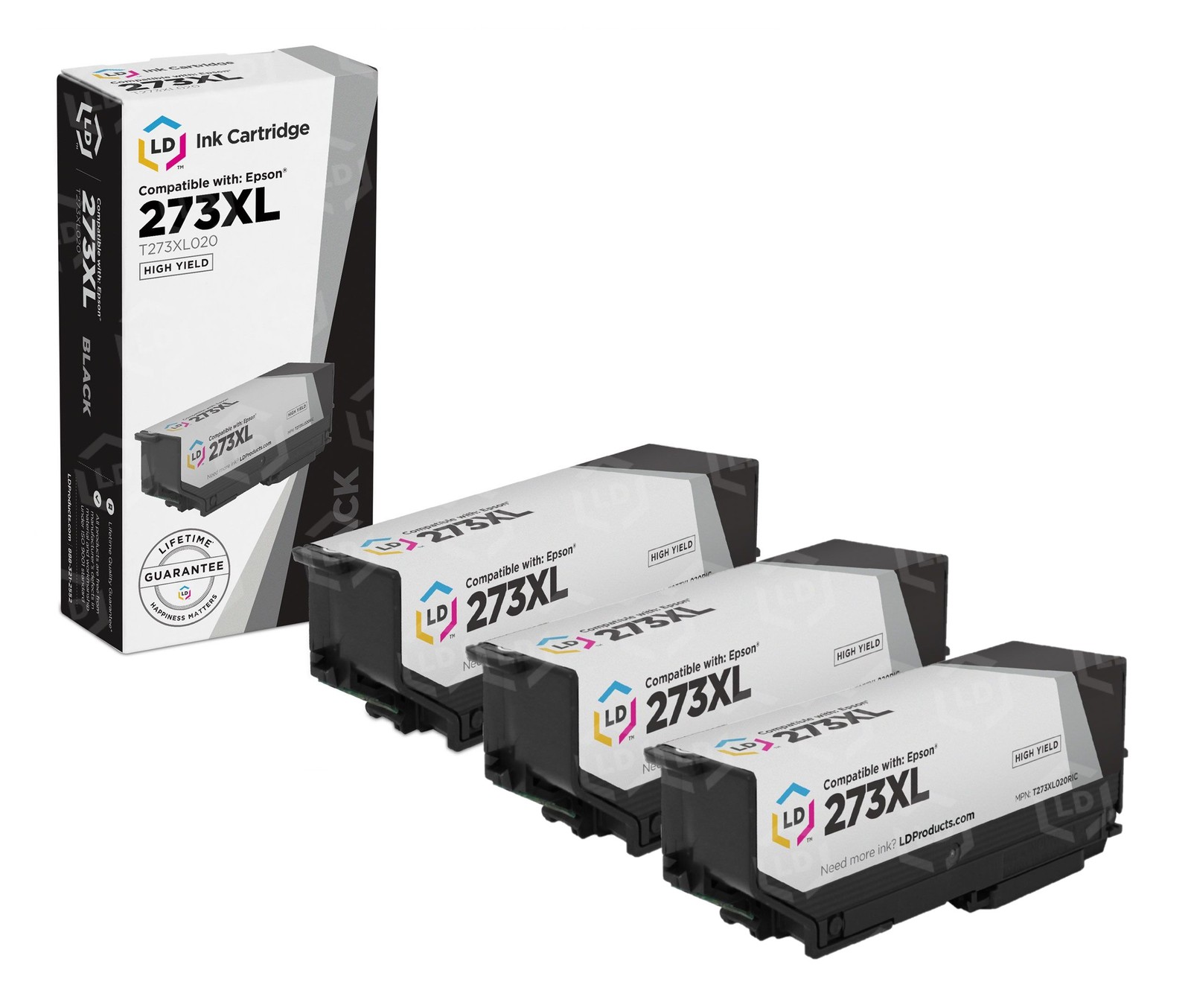 LD Replacement Epson 273XL T273XL020 Pack of 3 HY Black Ink Cartridges
