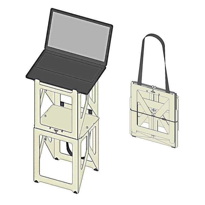 Portable 26.8"/68cm Laptop Floor Stand. Quick fold, ultralight and ultracompact.
