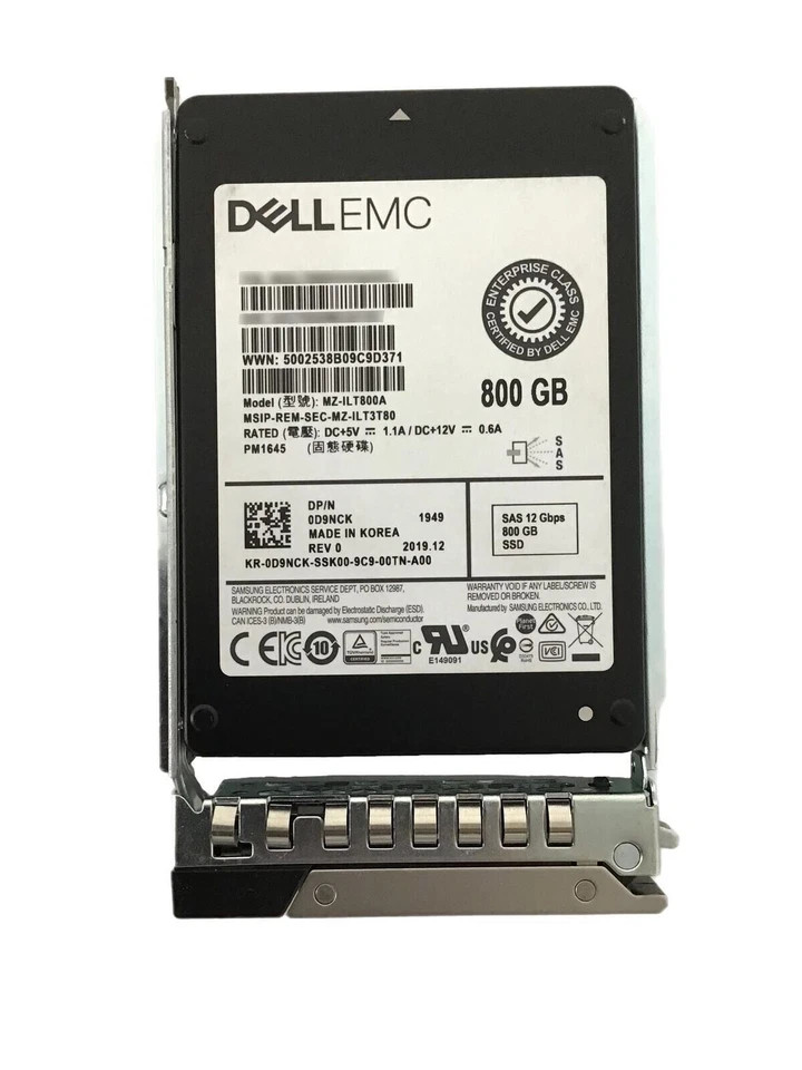 New0D9NCK D9NCK DELL EMC 800GB 12Gb/s SAS 2.5" Server SSD 14/15/16G KIT