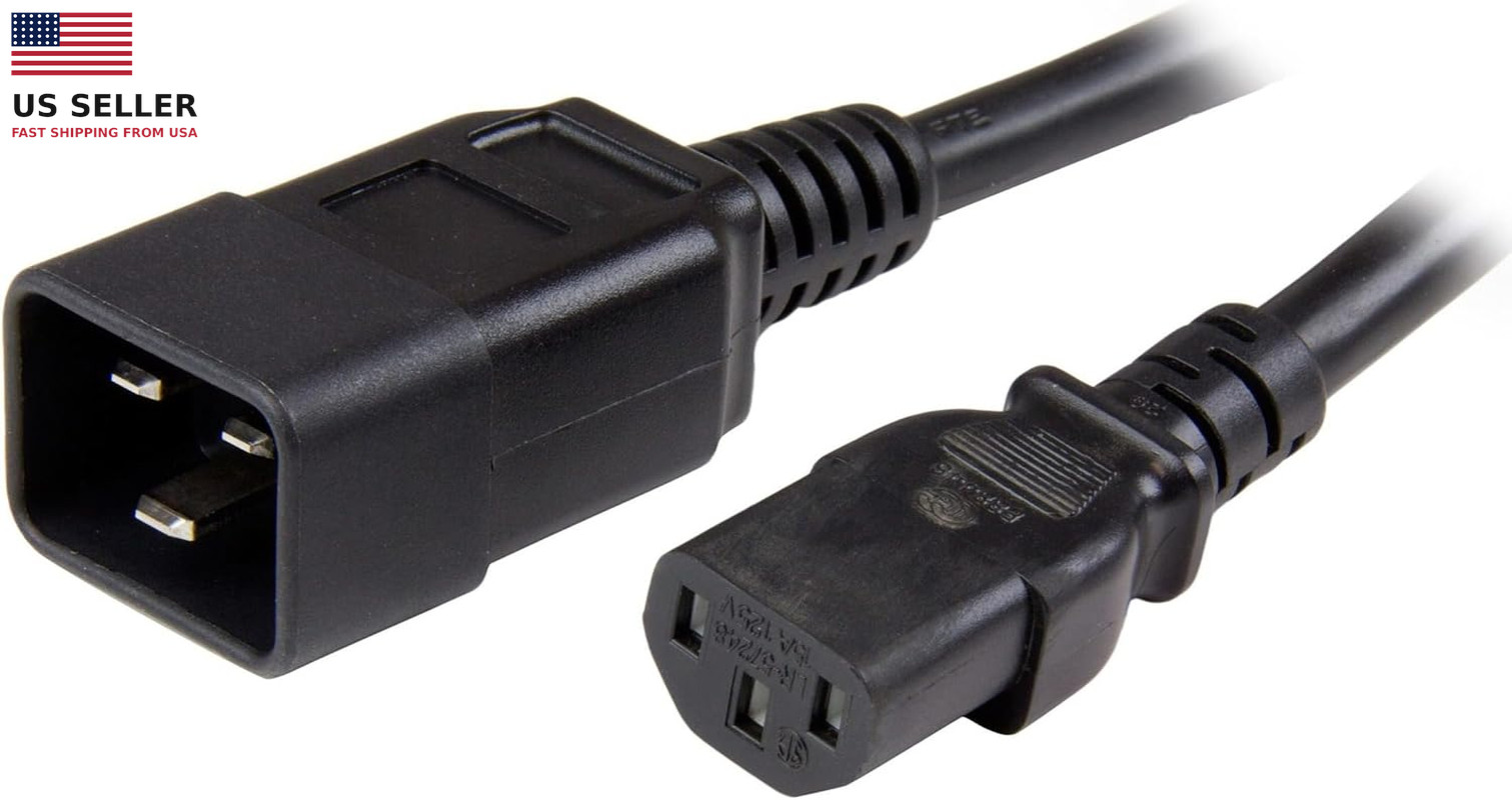 6Ft (1.8M) Heavy Duty Extension Cord, IEC 320 C13 to IEC 320 C20 B