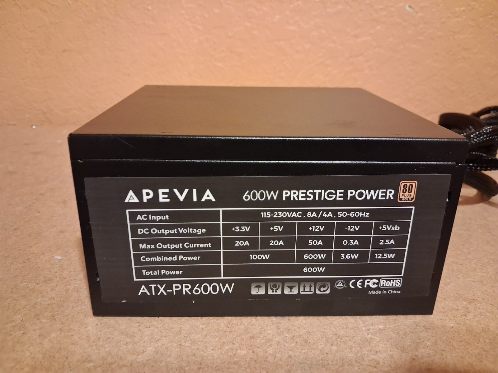 Apevia 600w Power Supply 80-Plus ATX-PR600W