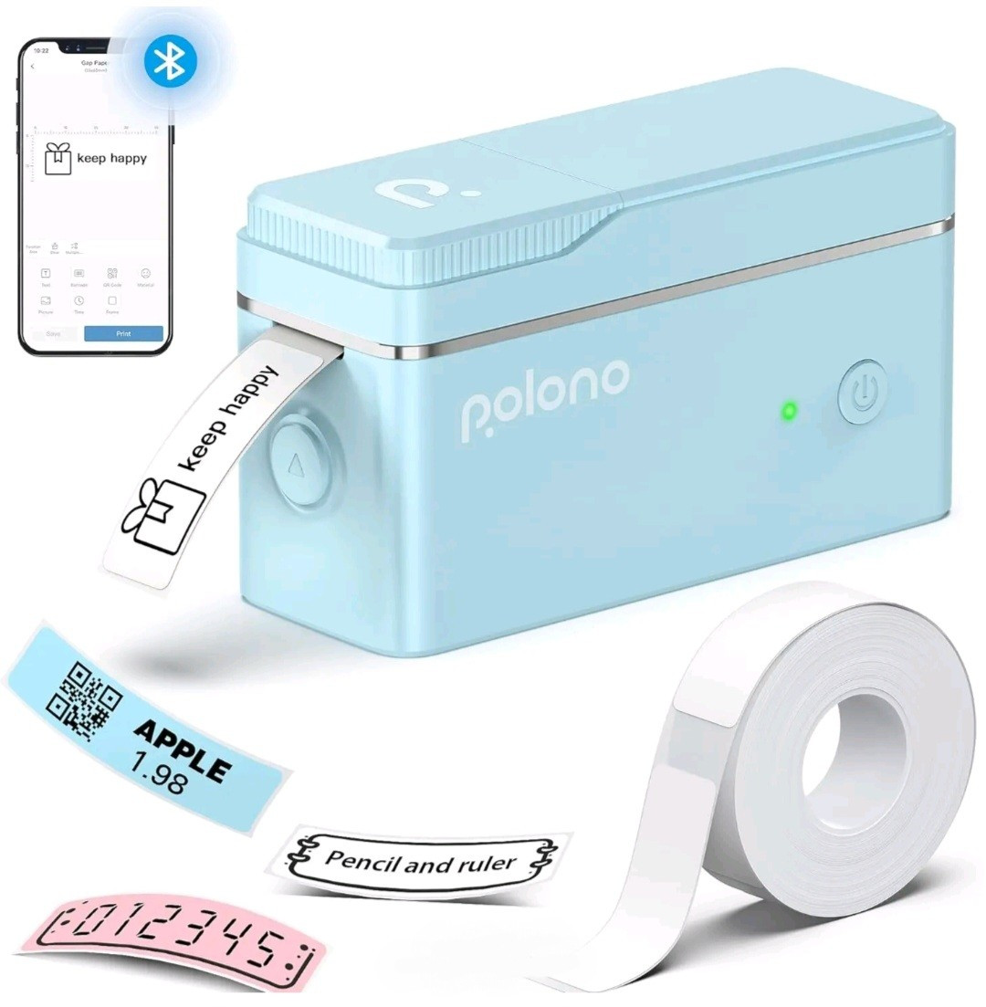 Portable mini Sticker Printer, Polono  P31S Wireless Mini Sticker Printer W Tape