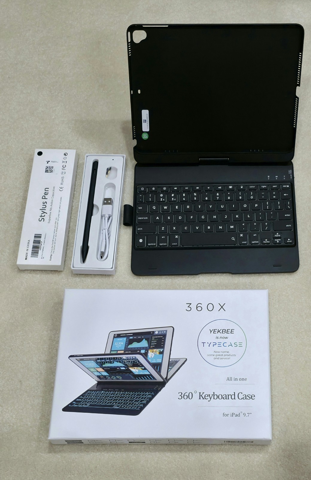 Typecase 360X Keyboard Case for iPad 9.7" Black With Stylus Pen