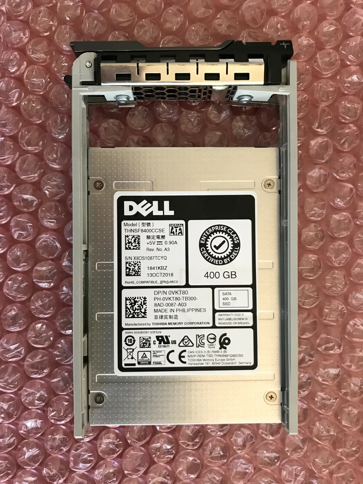 VKT80 DELL 400GB TOSHIBA SATA 2.5 SFF THNSF8400CCSE 6G SSD 0VKT80 R720 MIXED USE