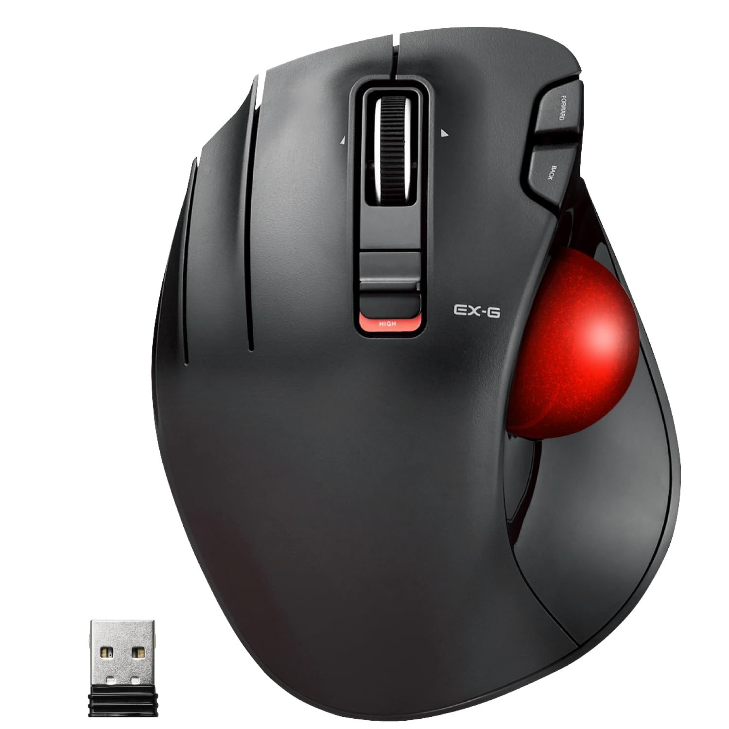 ELECOM EX-G Left Handed Trackball Mouse, 2.4 GHz USB Wireless, Ergonomic, Thu...
