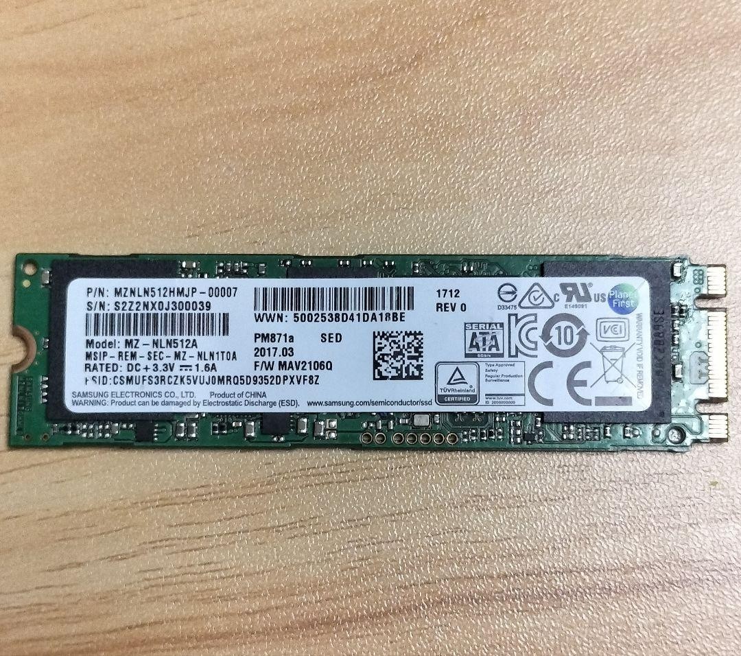Samsung PM871a 512GB M.2 Internal SSD MZ-NLN512A Firmware MAV2106Q