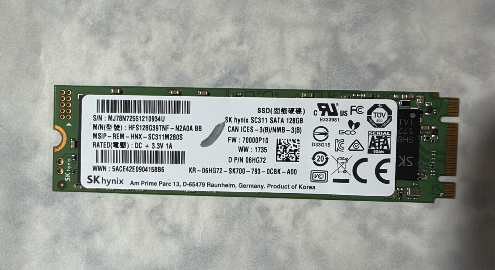 SK Hynix SC311 HFS128G39TNF-N2A0A 128 GB M.2 80mm Solid State Drive