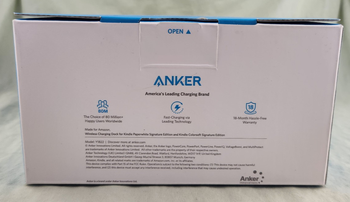 Amazon Kindle Anker Wireless Charger Y1822 Brand New Never Opened