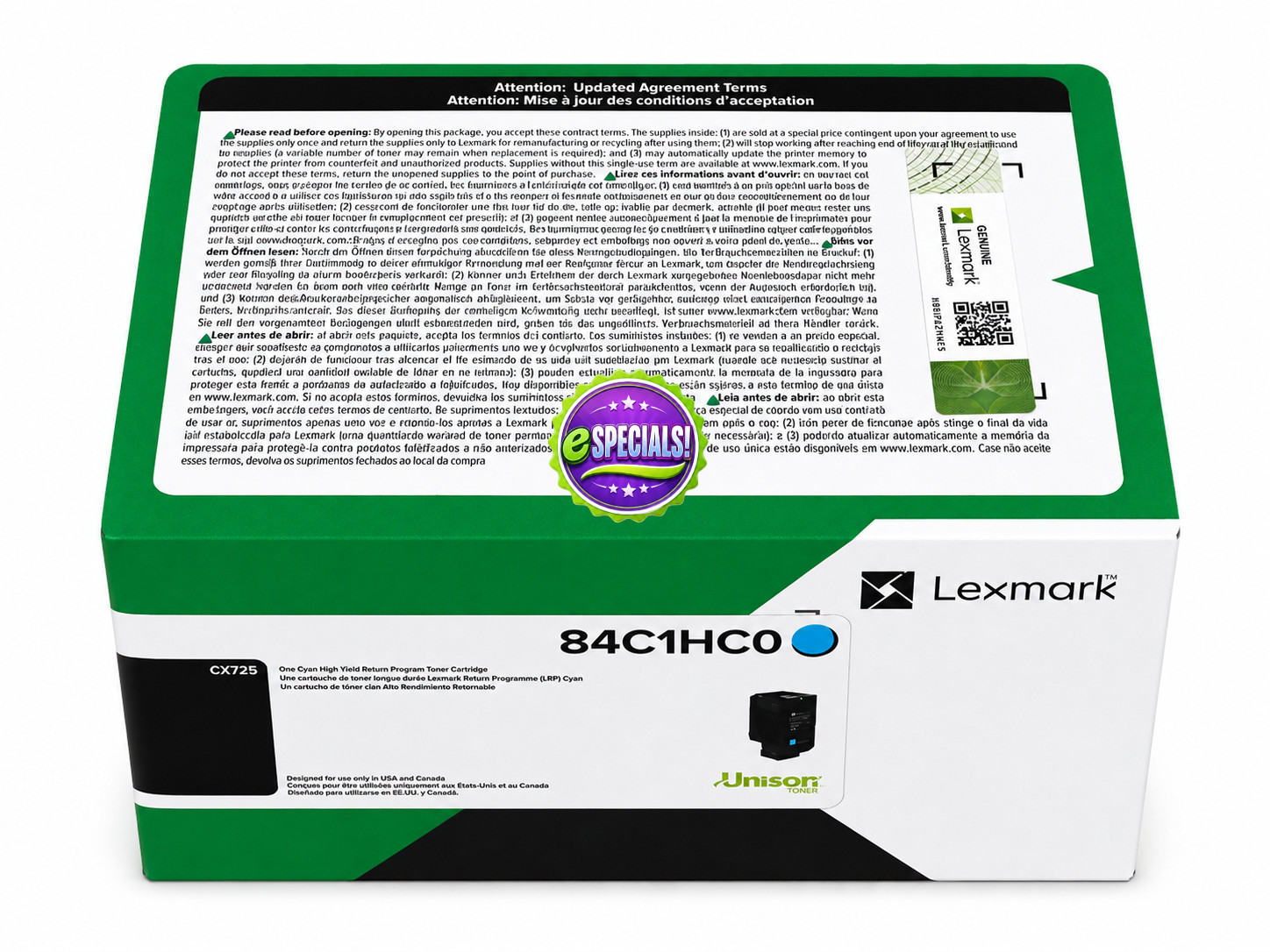 Original Lexmark 84C1HC0 Cyan Toner. New Sealed Box, We Ship Fast