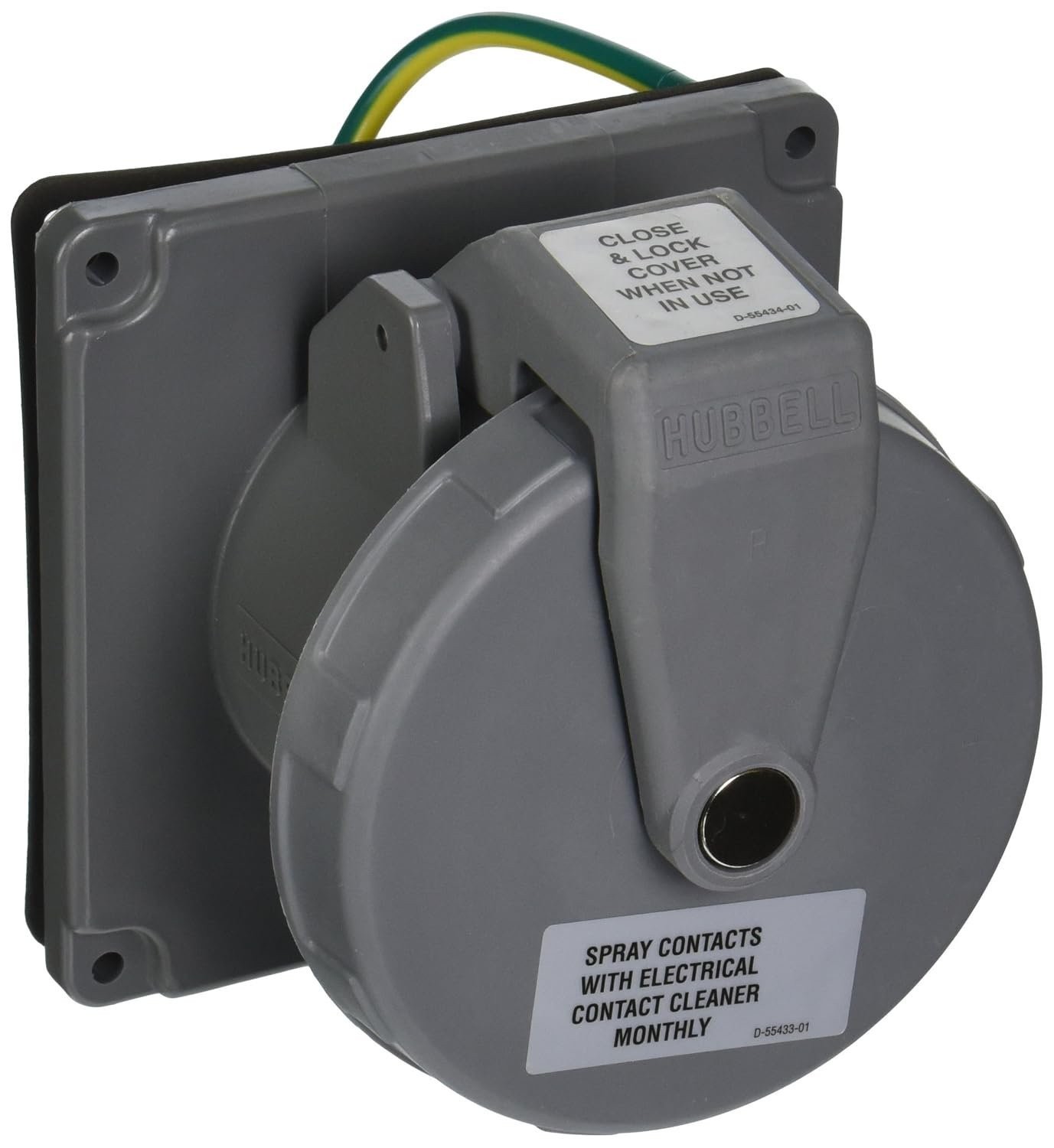 Hubbell Wiring Device-Kellems Pin and Sleeve Receptacle, 100A, 125/250V, Grey...