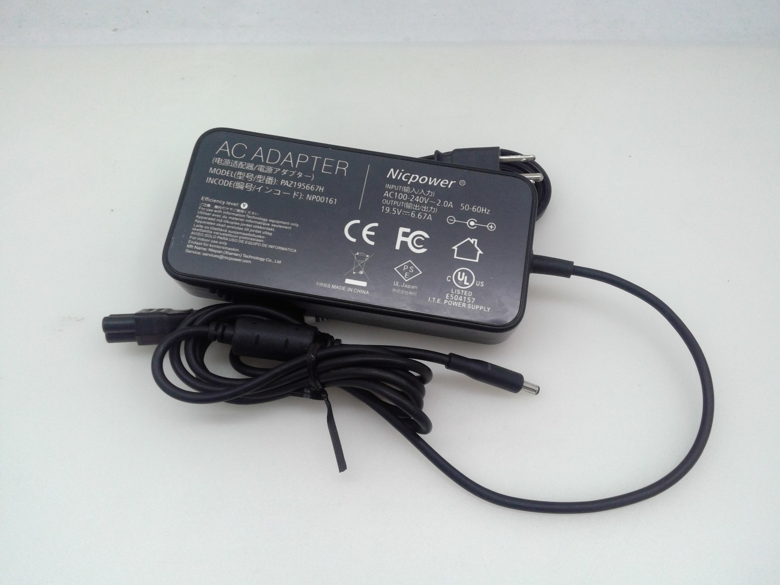 Original Nicpower AC Adapter Charger 19.5V 6.67A 4.5×3.0mm Tip – PAZ195667H
