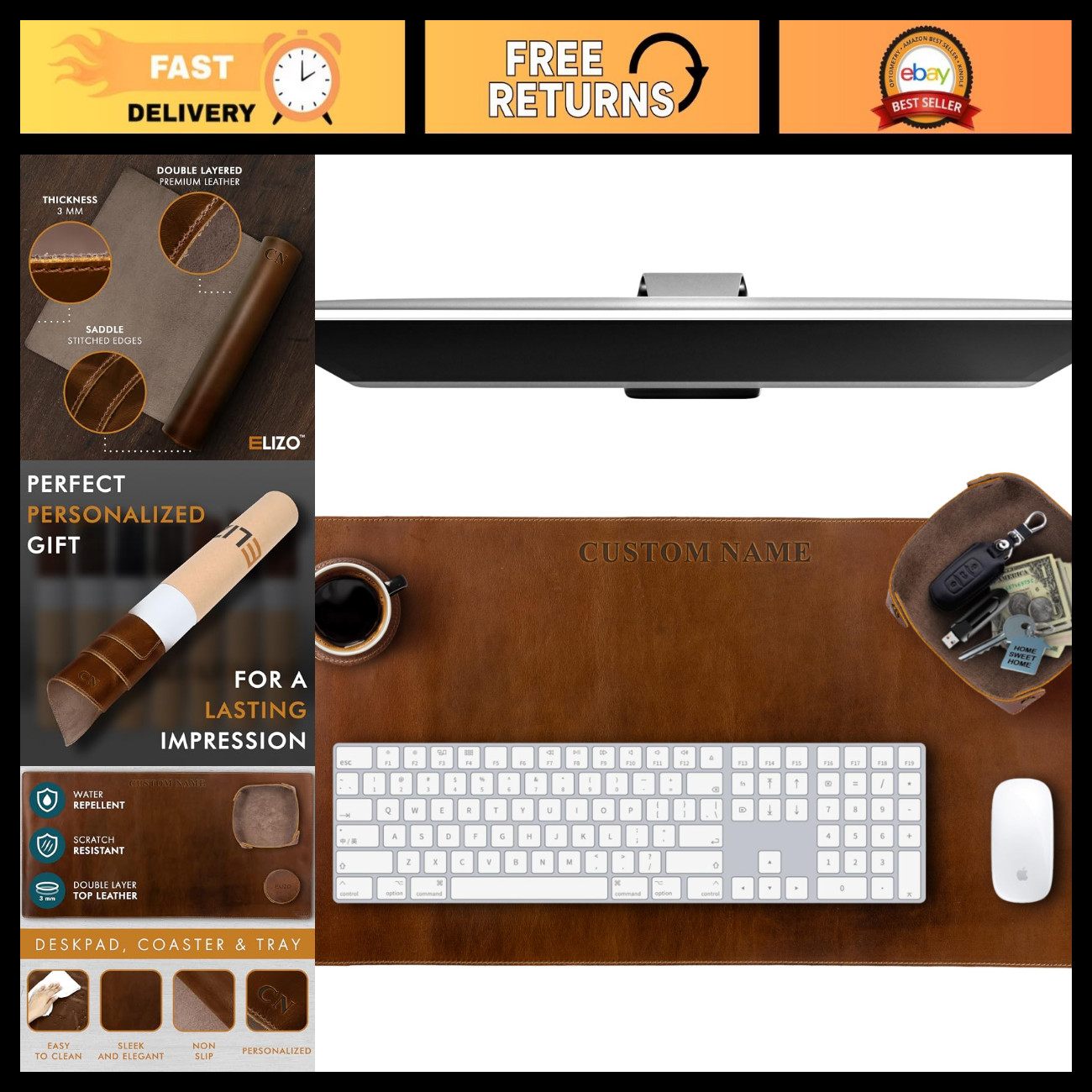 Custom Leather Desk Pad Set - Personalized Mouse Mat, Unique Gifts for Him & Her