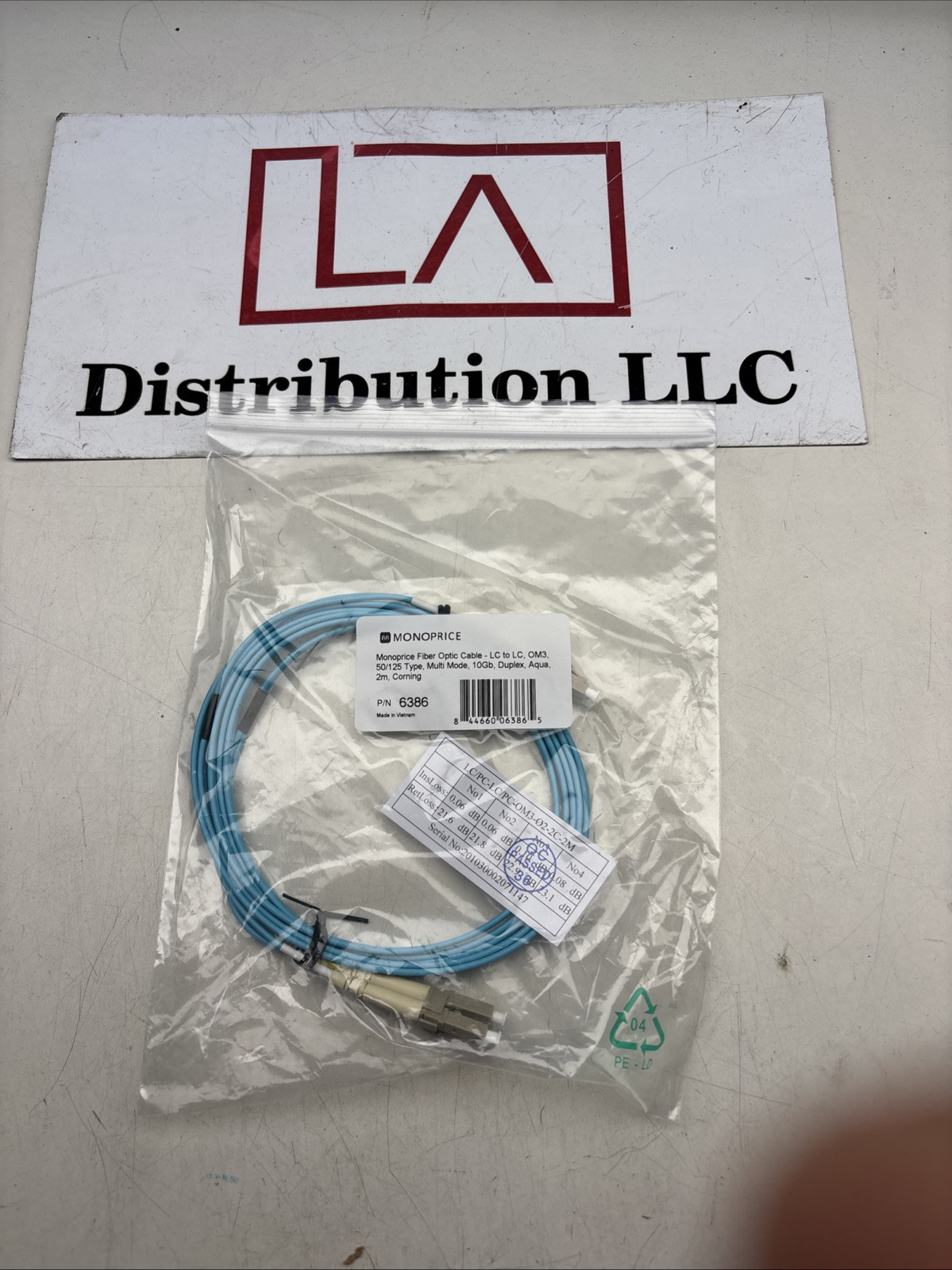 MONOPRICE 6386 Fiber Cord,Duplex,LC, LC,2m,Aqua 13U464