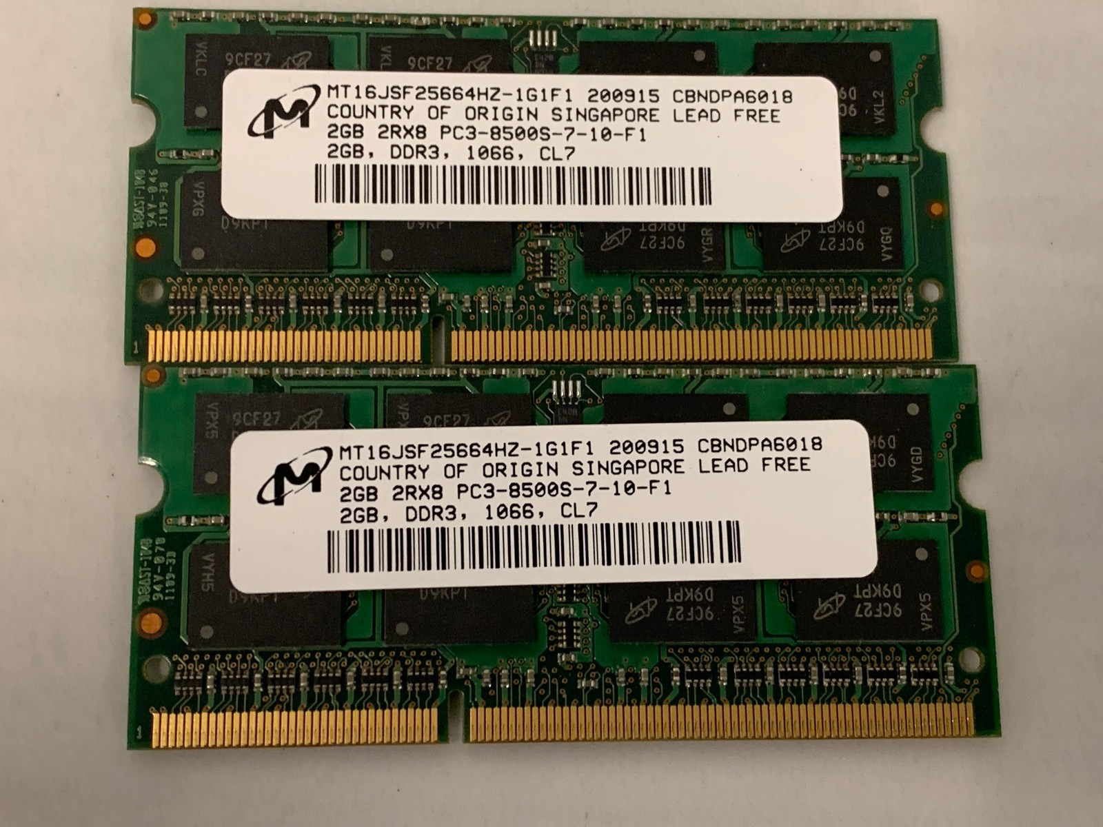Micron 4GB (2x 2GB) DDR3 1066MHz PC3-8500 Laptop RAM MT16JSF25664HZ-1G1F1 Memory