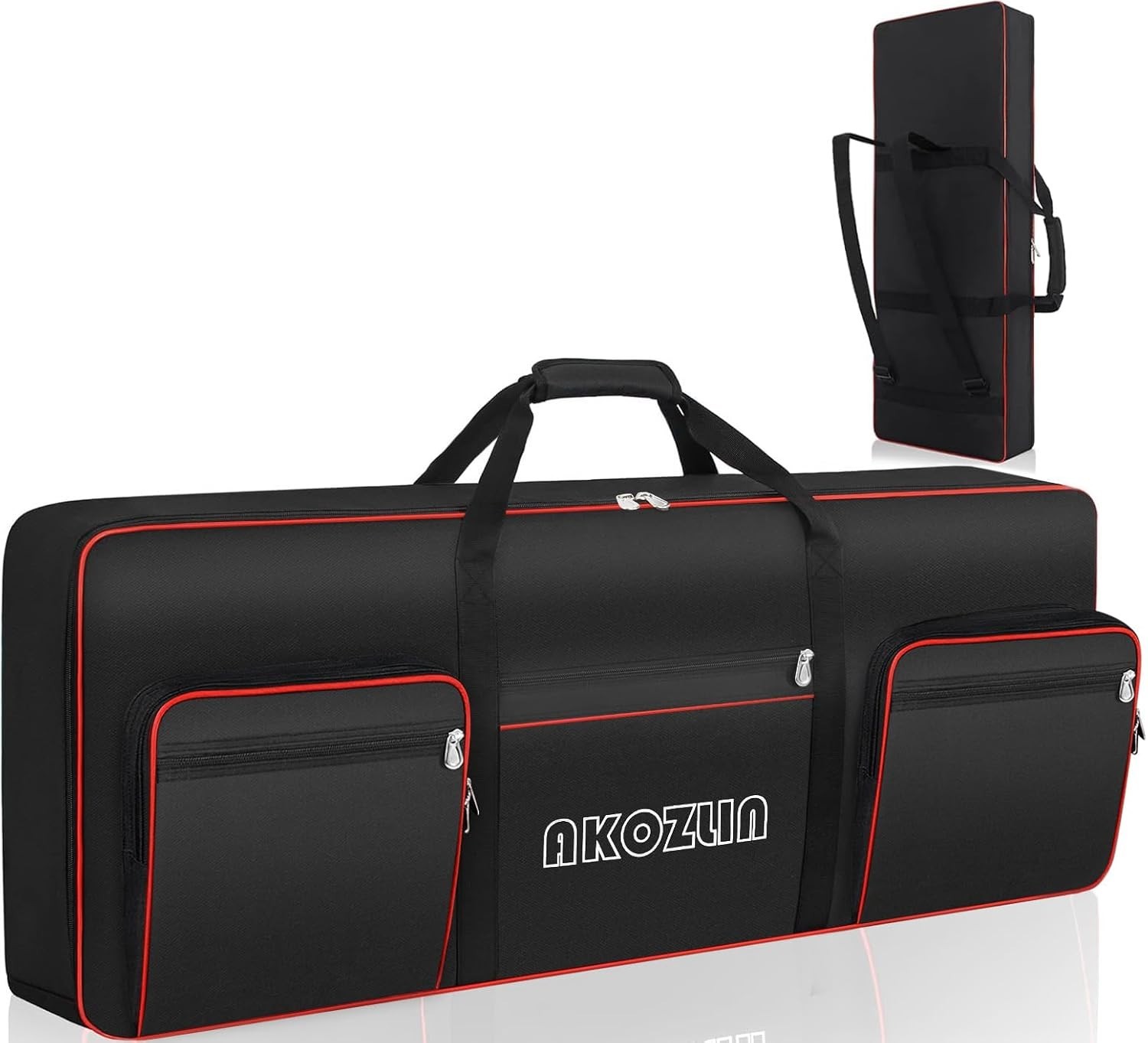 Portable 61 Key Keyboard Gig Bag with Adjustable Straps and Accessory Pockets