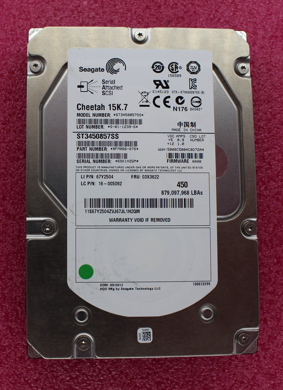 03X3622 - Lenovo Thinkstation 450GB 15K SAS Hard Drive