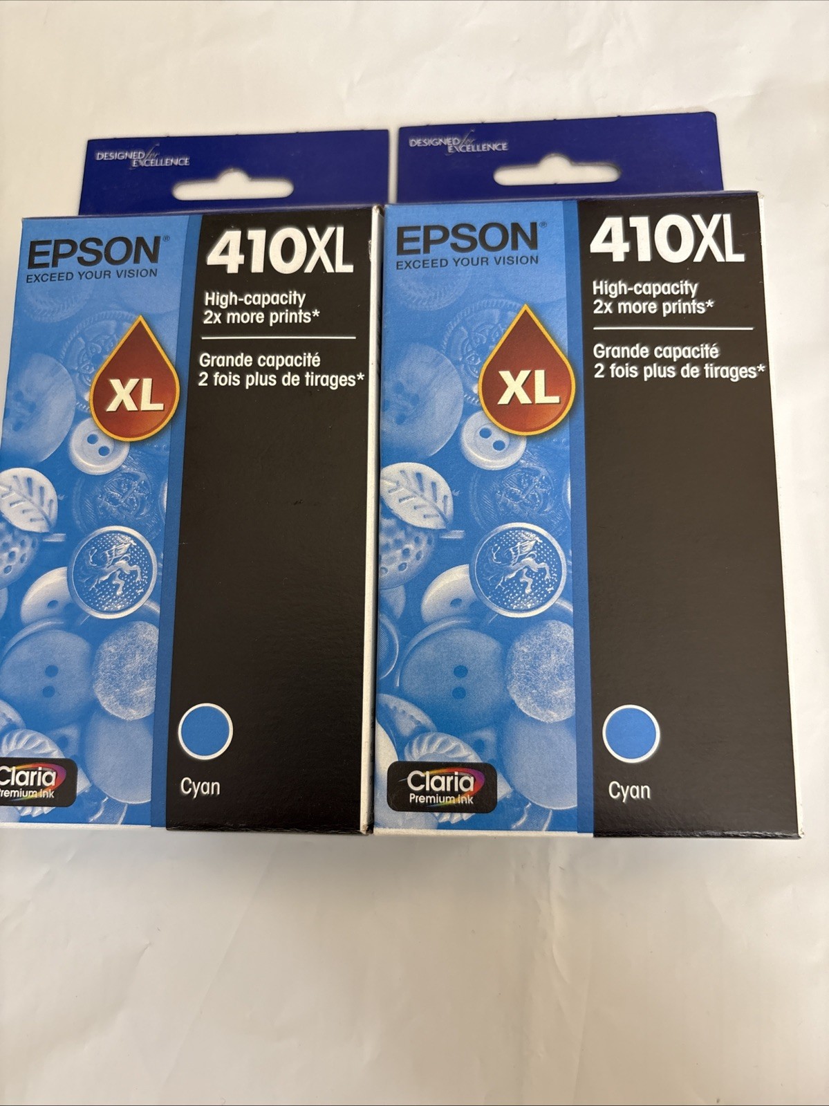 2 box Epson 410XL Cyan Ink Cartridge T410XL220 New Genuine, Sealed 03/2026 Date